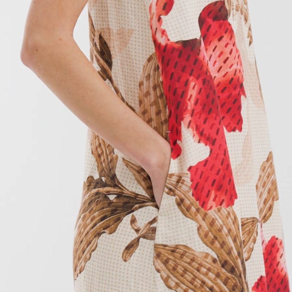 New w Tag: Chicos Floral Linen Maxi Dress with Pockets. Size US 8 - Picture 14 of 15